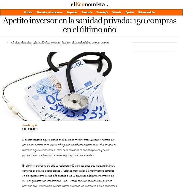 Apetito inversor en la sanidad privada: 150 compras en el ltimo ao